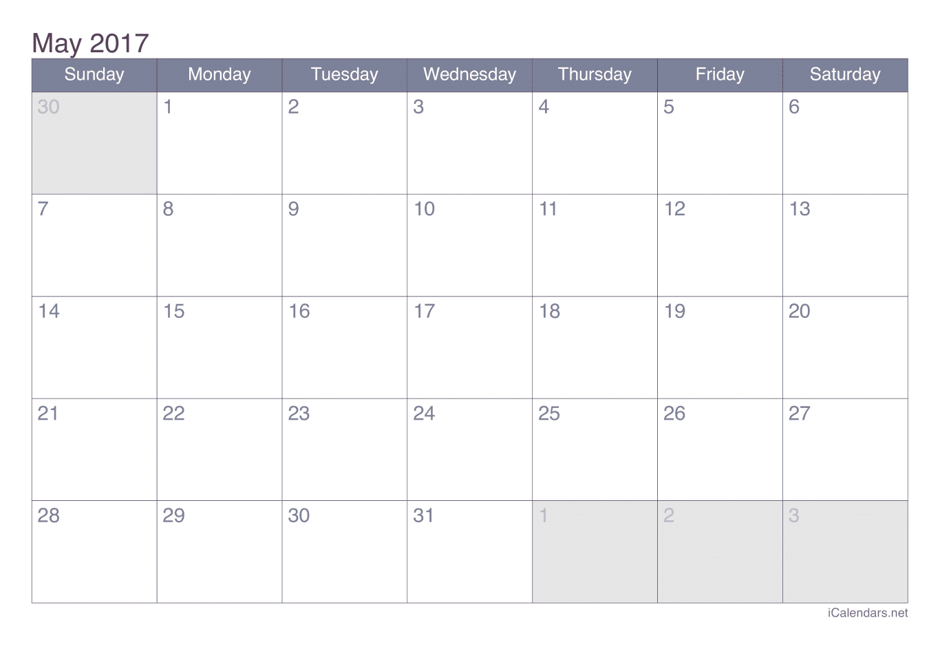 2017 May Calendar - Office