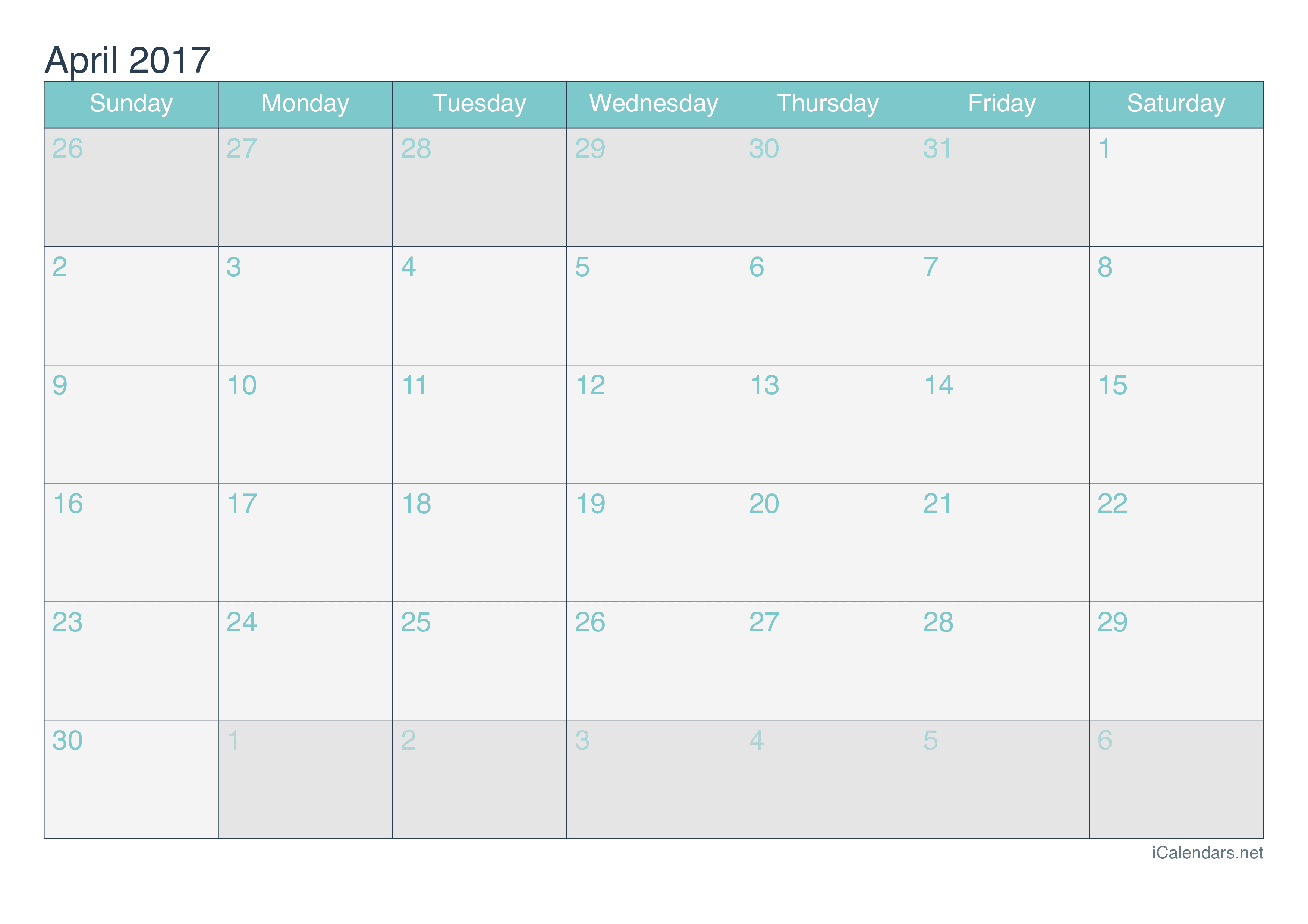 April 2017 Printable Calendar icalendars net