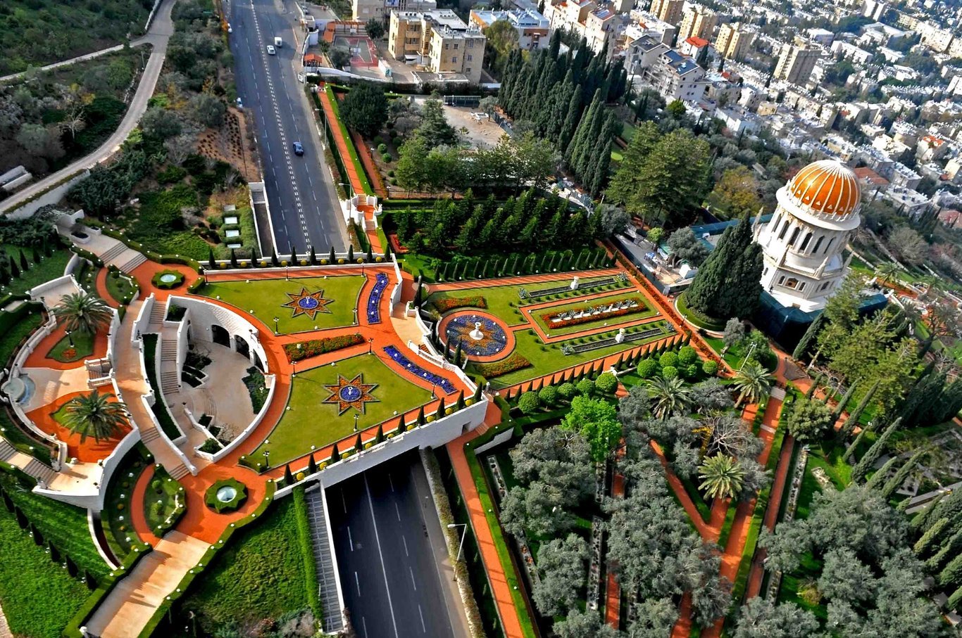 Tomb of the Bab, precursor of the Bahá'í faith, also housing the body of 'Abdu'l-Bahá on the slopes of Mount Carmel in Haifa, Israel. Pilgrims from all over the world come here to pay their respects.