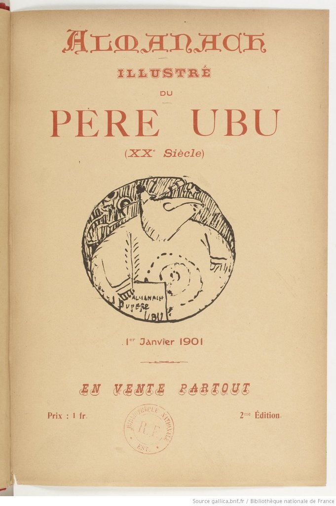 Inside page of Père Ubu's illustrated Almanach, 20th century