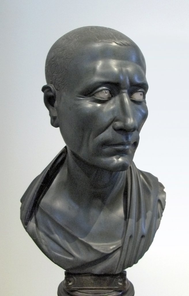 Portrait of Julius Caesar, made around the 1st century AD, probably in Egypt, in green slate. - 
This work is known among Germans as the "Grüner Caesar" (Green Caesar) and is kept in the Altes Museum in Berlin.