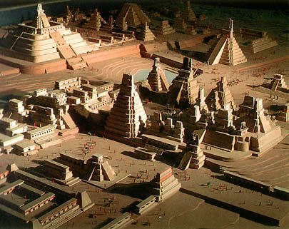Model of a Maya ceremonial center in Tikal at its height (8th century).