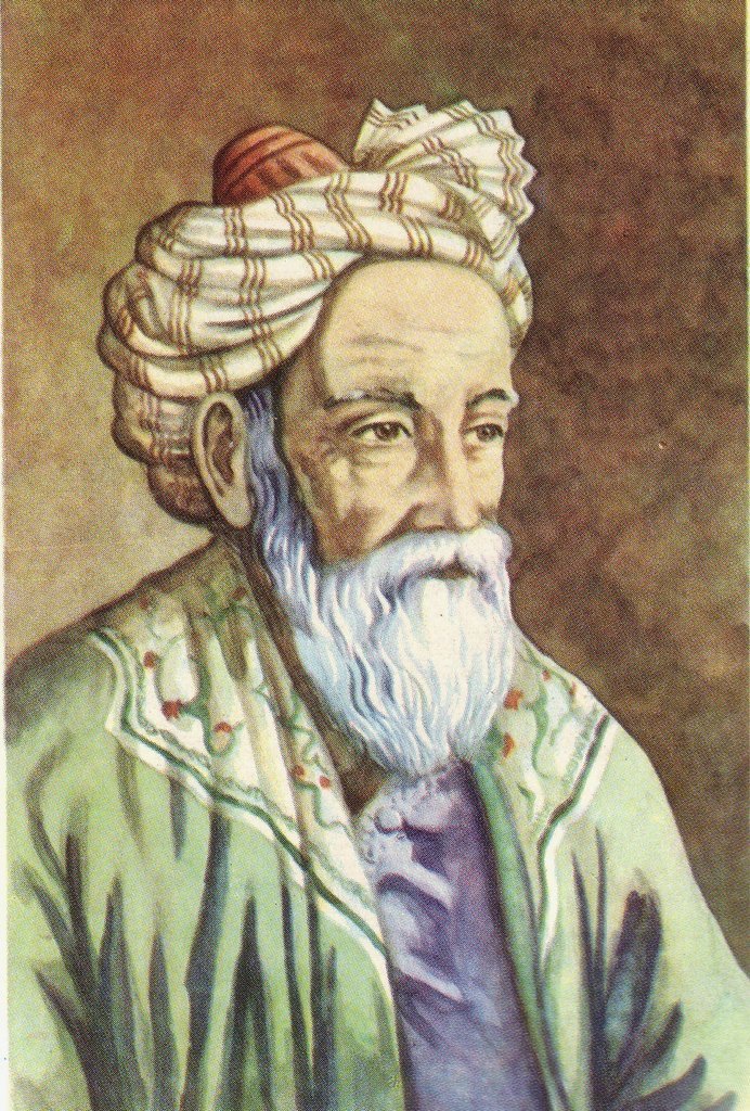 Depiction of Omar Khayyam in a Soviet manual, drawing by A. Venediktov
