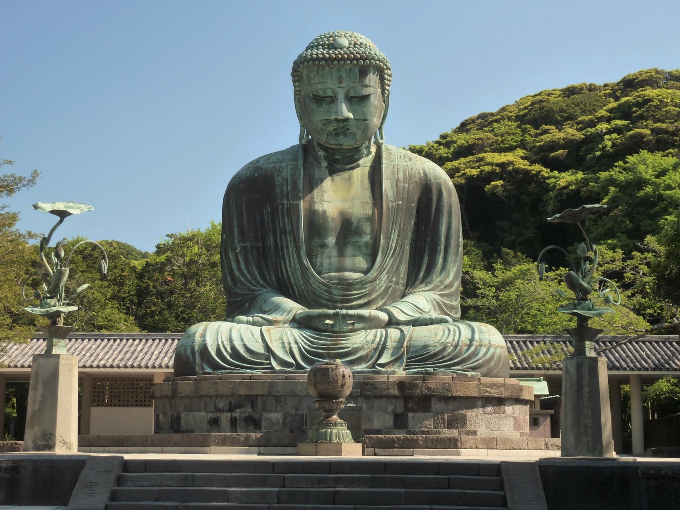 Monumental bronze statue of Buddha at Kōtoku-in, a Buddhist temple in Kamakura, Japan