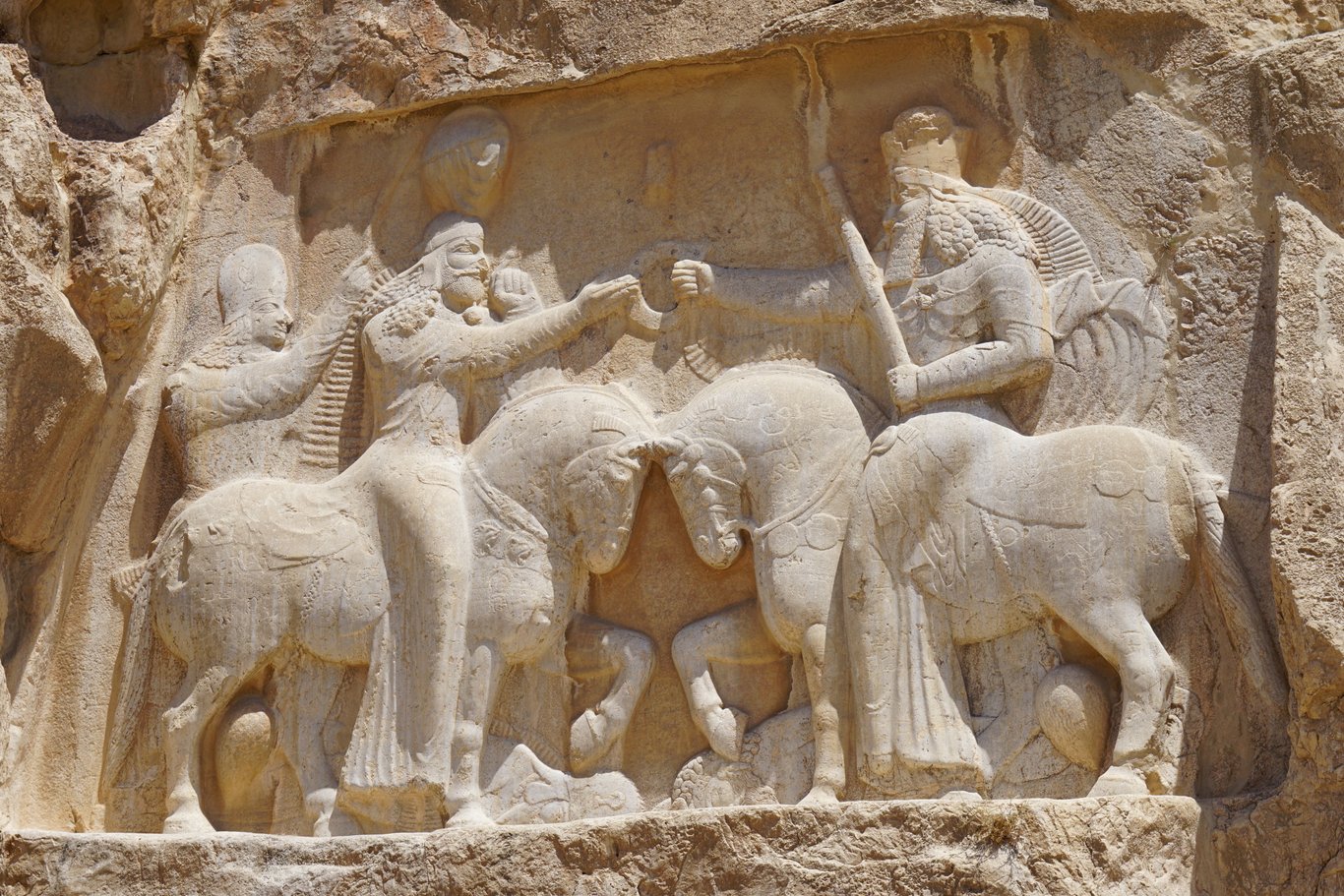 In this bas-relief, Ardashir I receives the symbol of royalty from the divine hands of Ahura Mazda