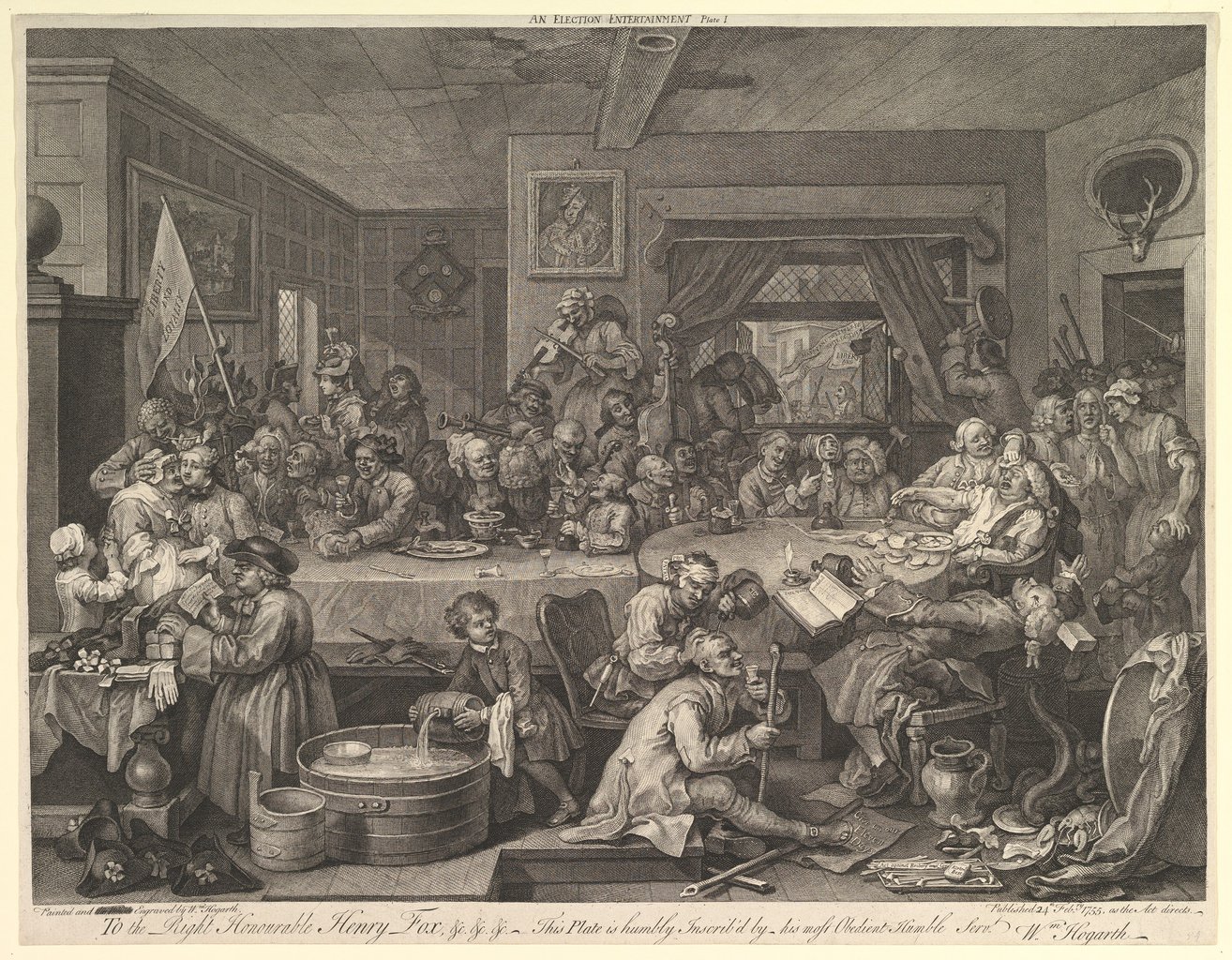 An Election Entertainment, Plate I: Four Prints of an Election, high-definition engraving