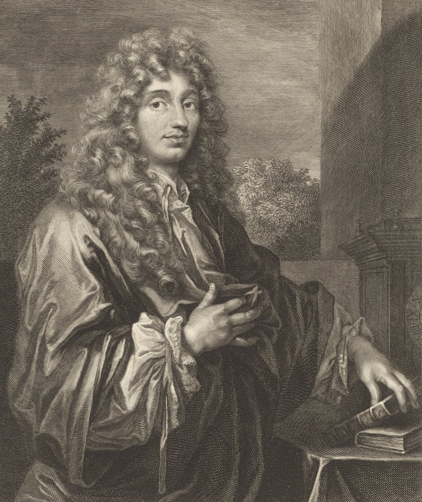 Portrait of Christiaan Huygens, engraving by Jacques-Antoine Friquet de Vauroze, around 1687