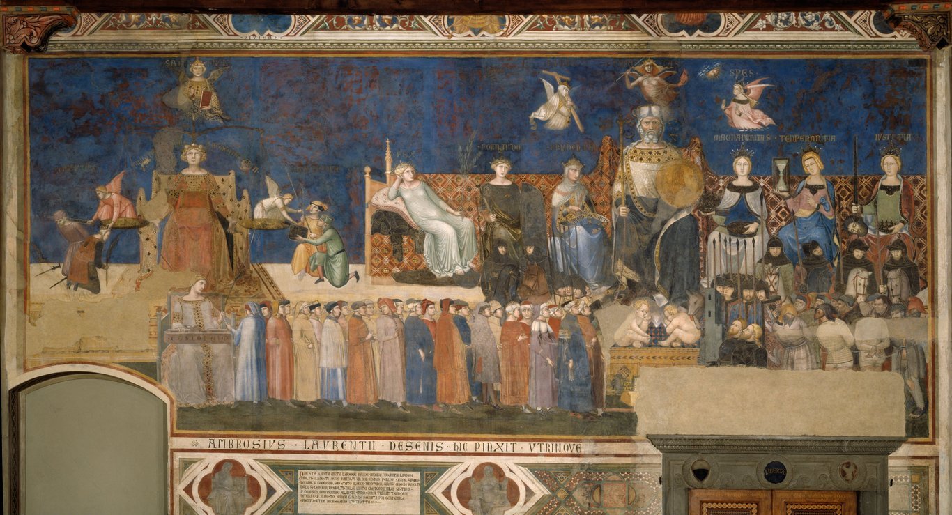 Allegory of Good Government, the north wall of Ambrogio Lorenzetti's fresco cycle