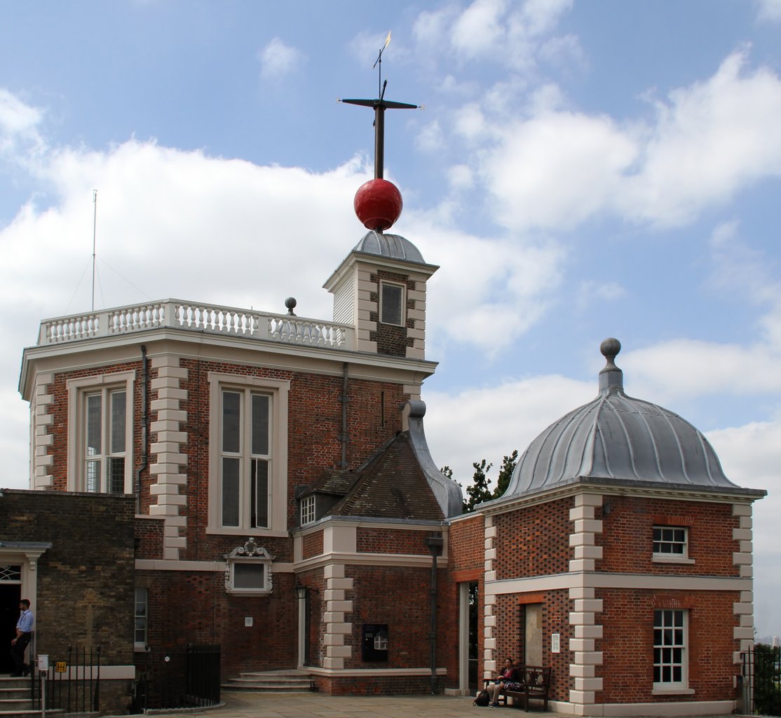 The Royal Greenwich Observatory in London, in June 2017.
Before 1948, the Greenwich observatory was called the Royal Observatory. In 1948 it was moved to Herstmonceux Castle in Sussex and became the Royal Greenwich Observatory.