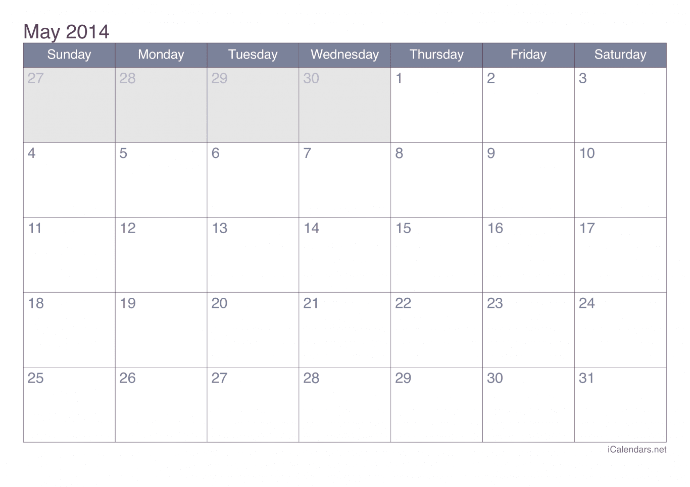 2014 May Calendar - Office