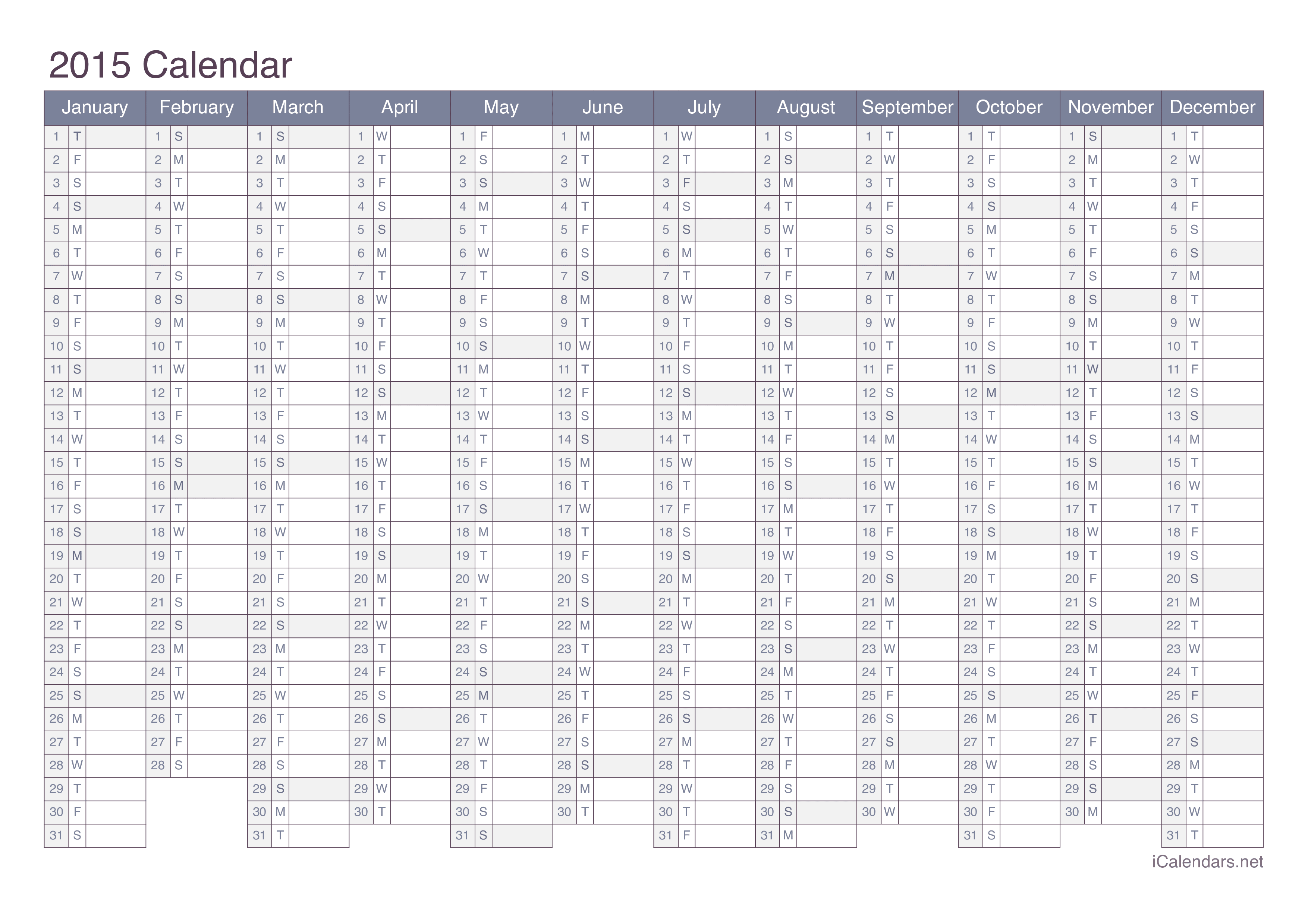 2015 Calendar - Office