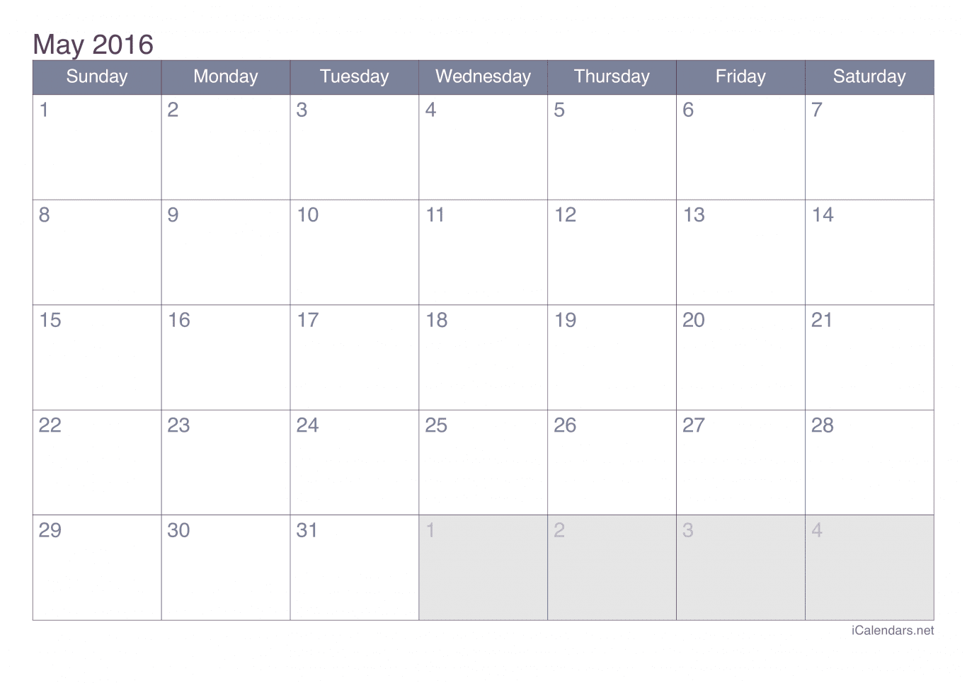 2016 May Calendar - Office