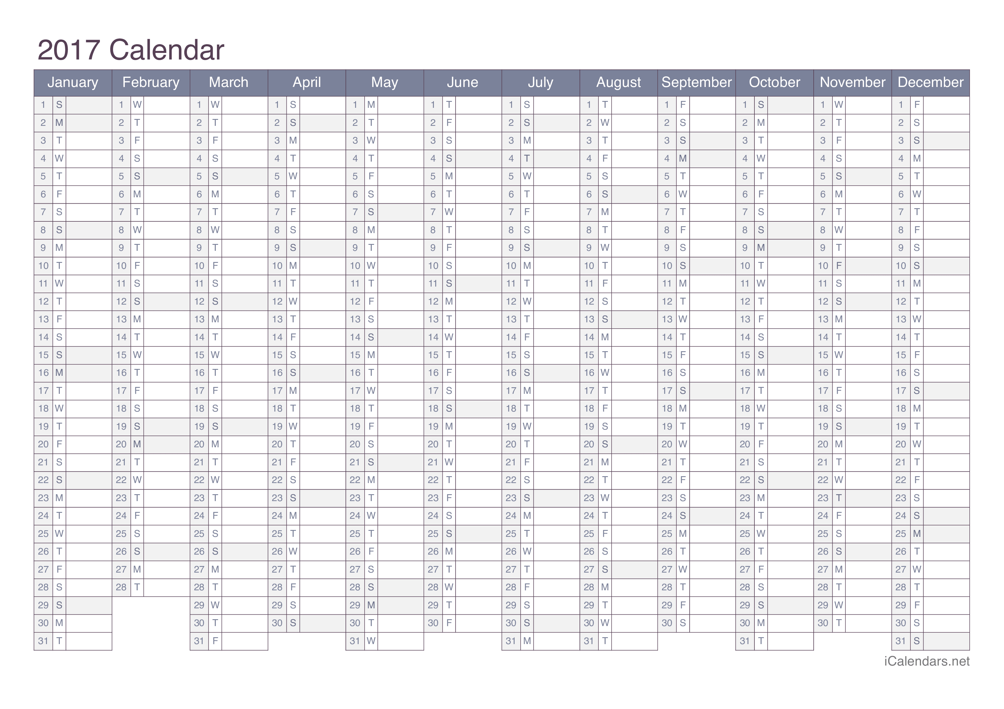 2017 Calendar - Office