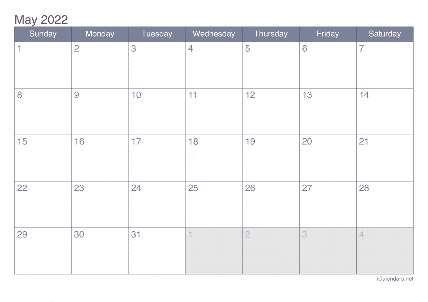 2022 May Calendar - Office