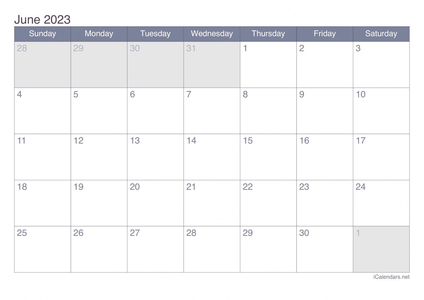 2023 June Calendar - Office