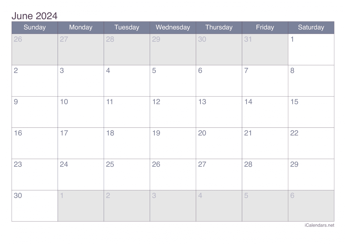 2024 June Calendar - Office