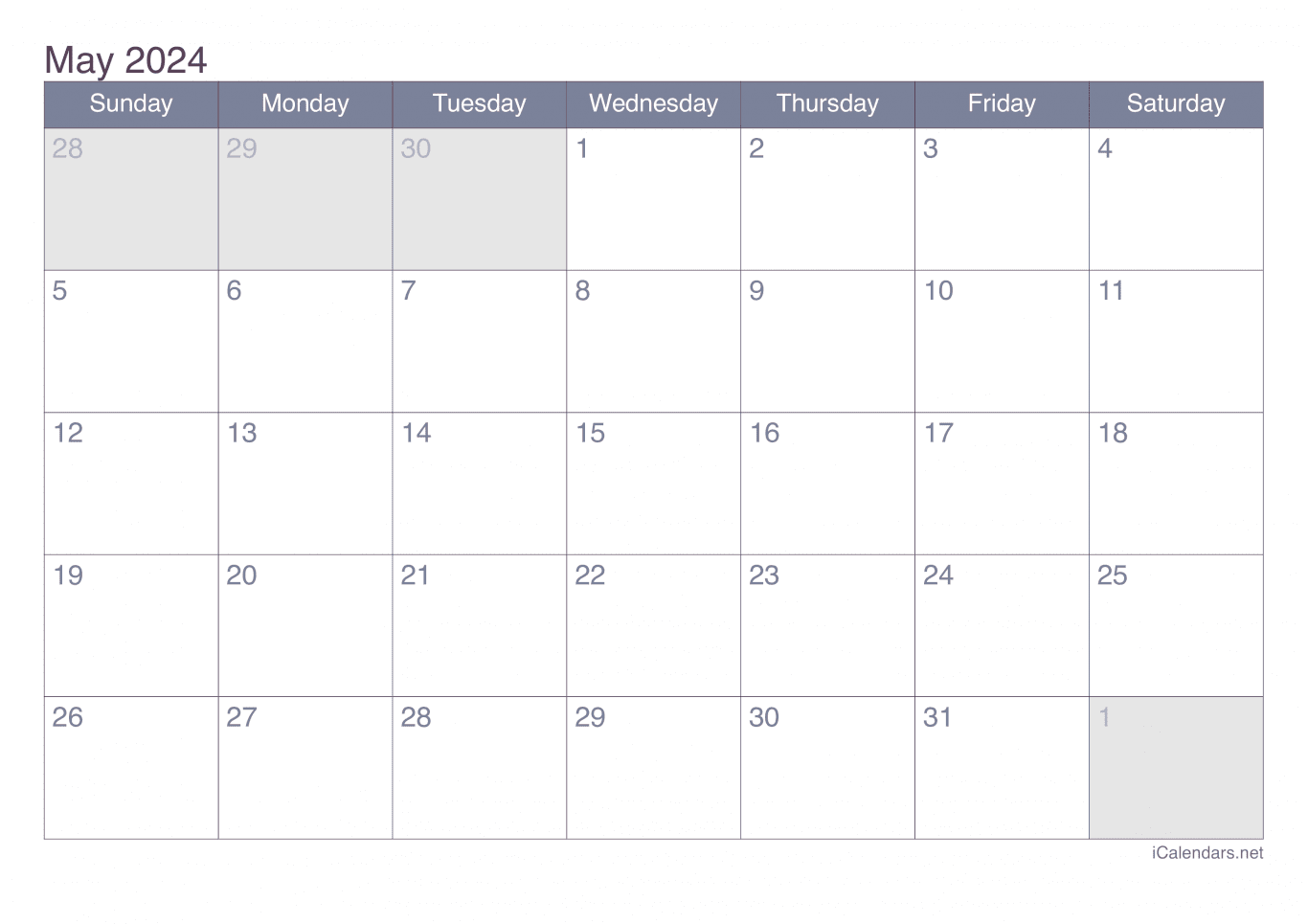 2024 May Calendar - Office