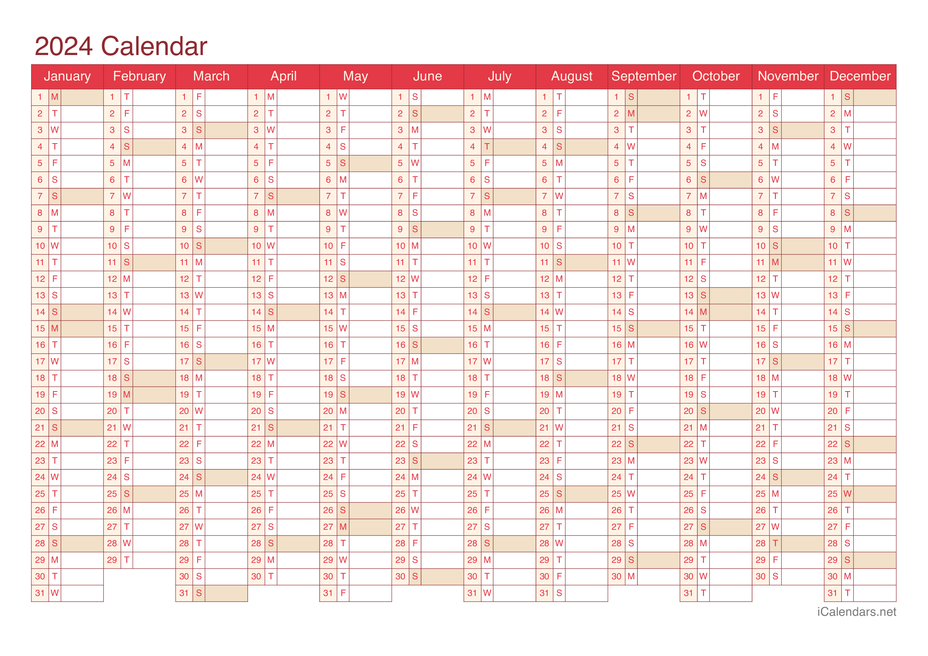 2024 Calendar - Cherry