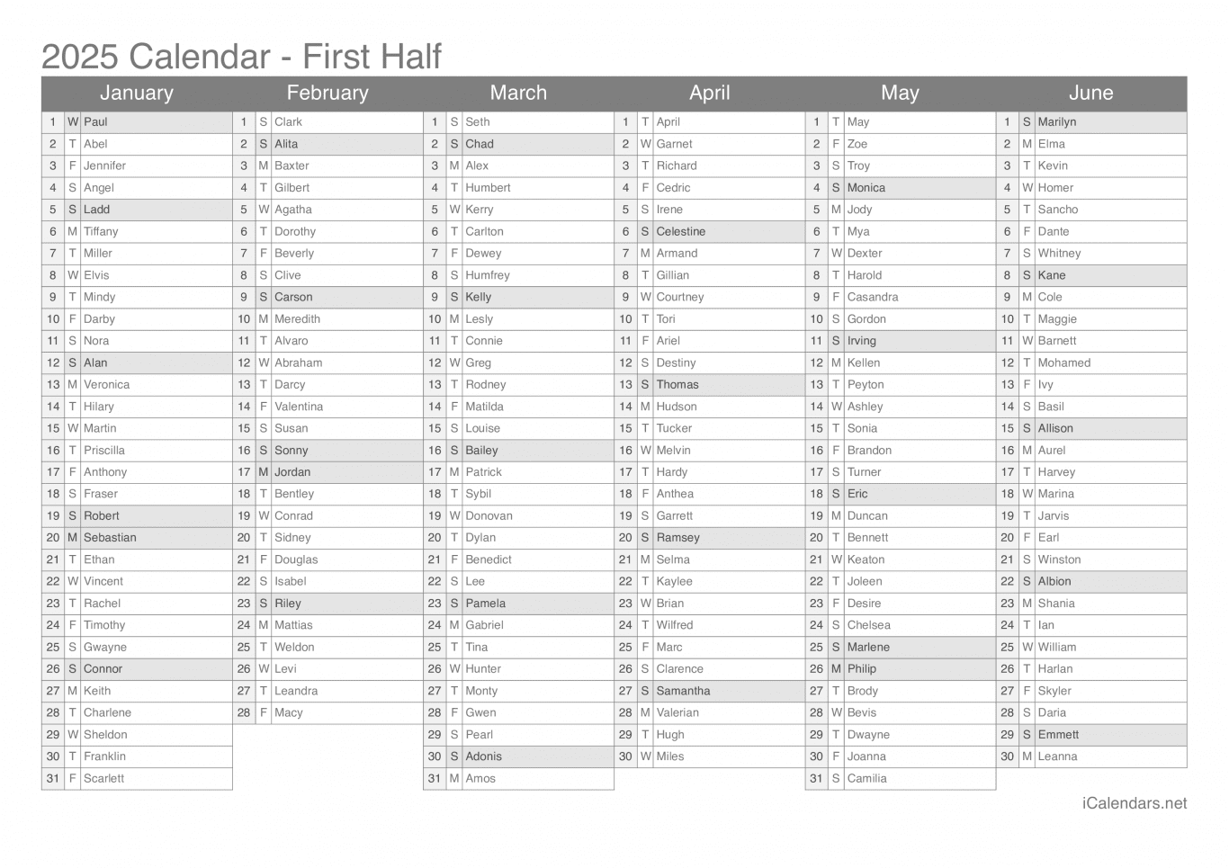 2025 Printable Calendar - Pdf Or Excel