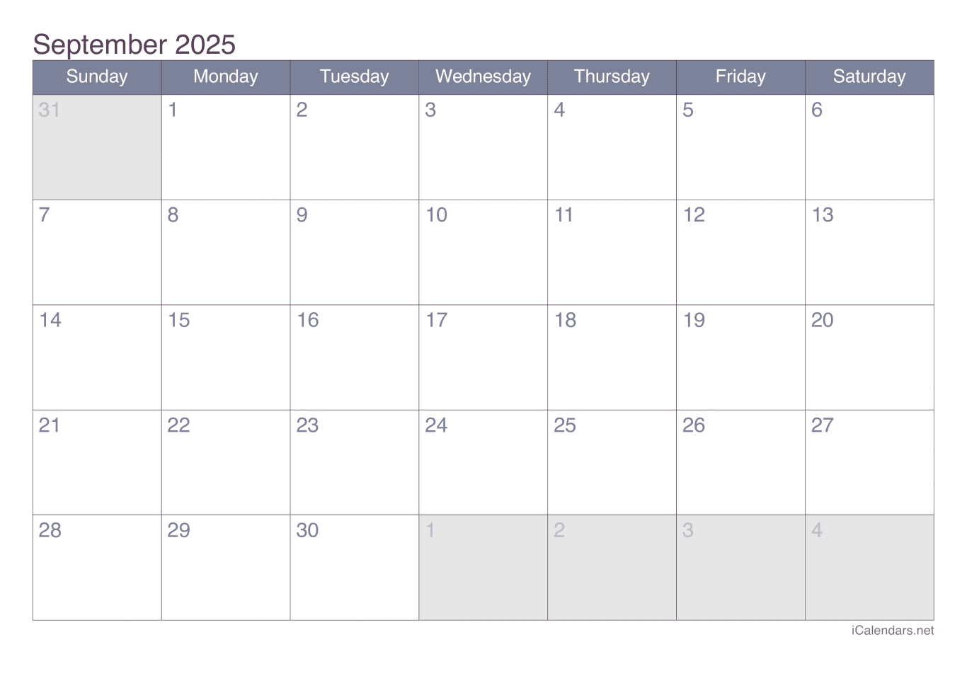 2025 September Calendar - Office