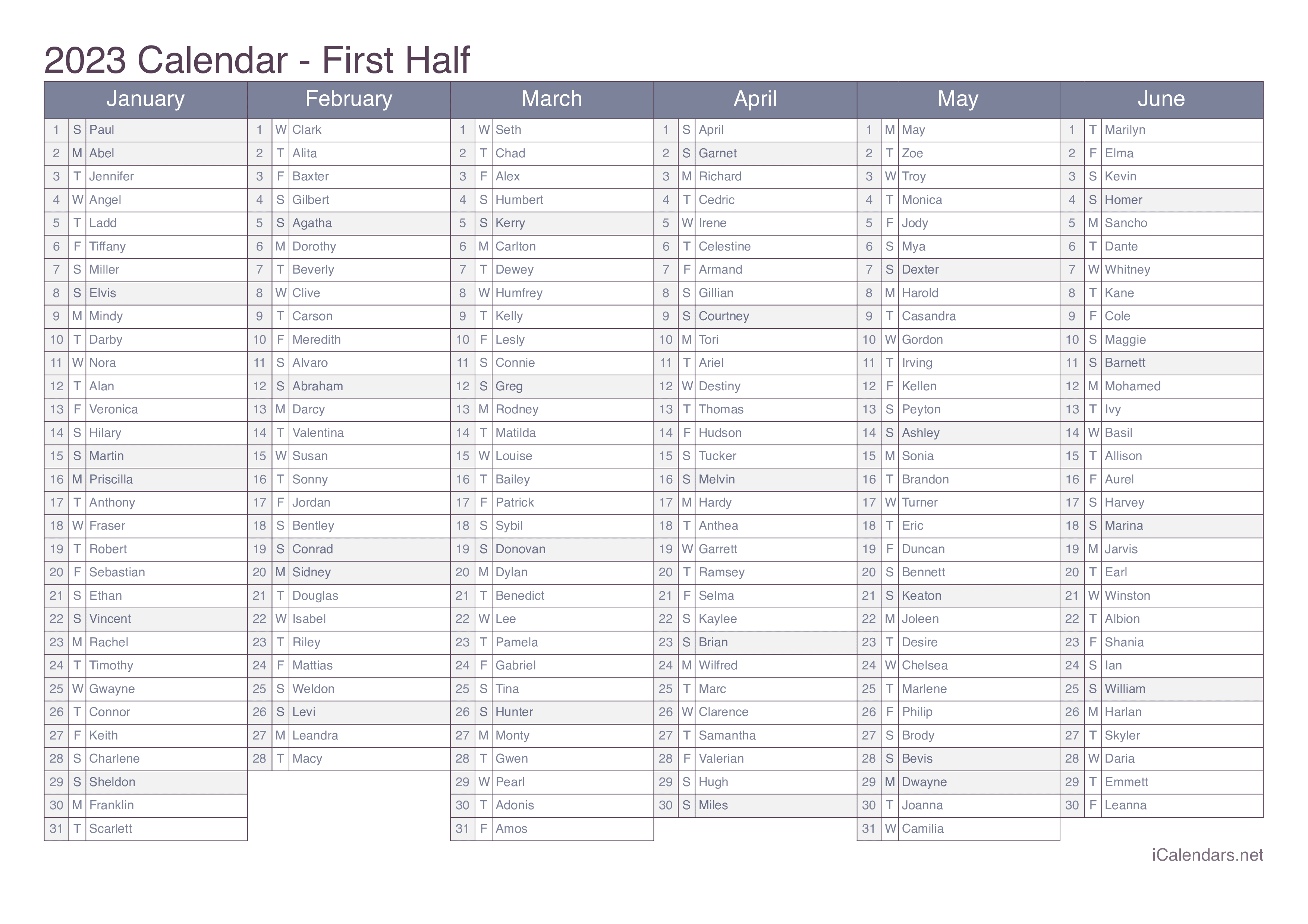 2023 Printable Calendar - PDF or Excel - icalendars.net