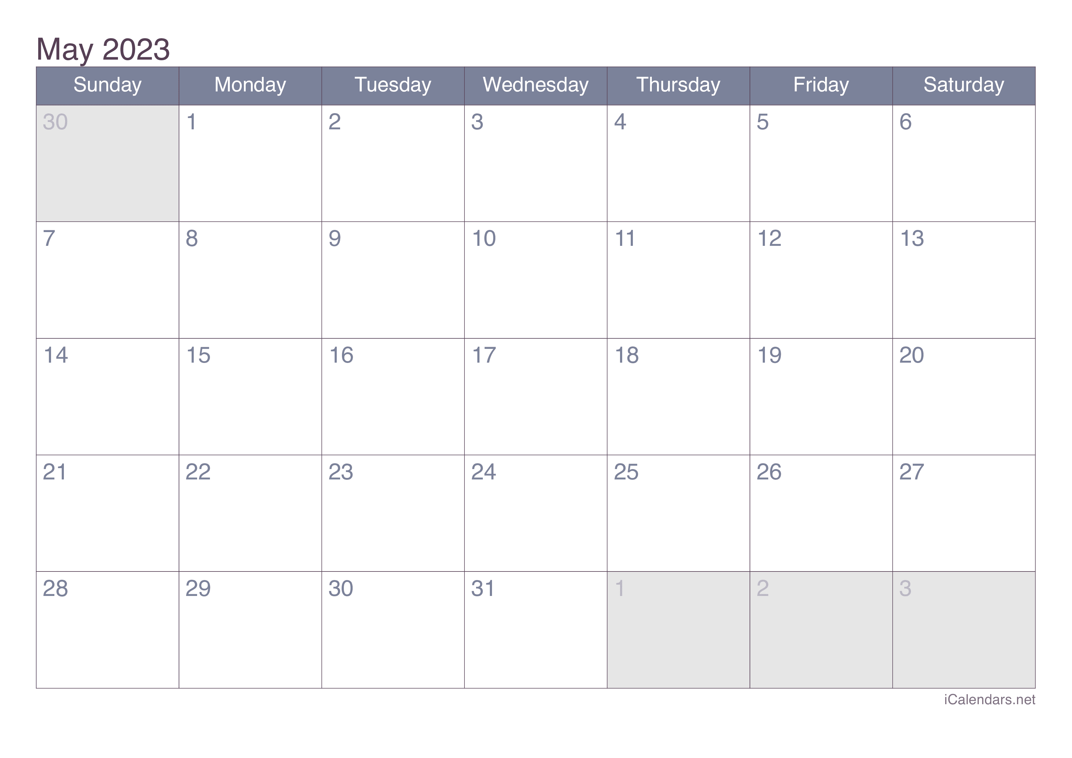 May 2023 Calendar Free Printable Calendar Free Printable May 2023 